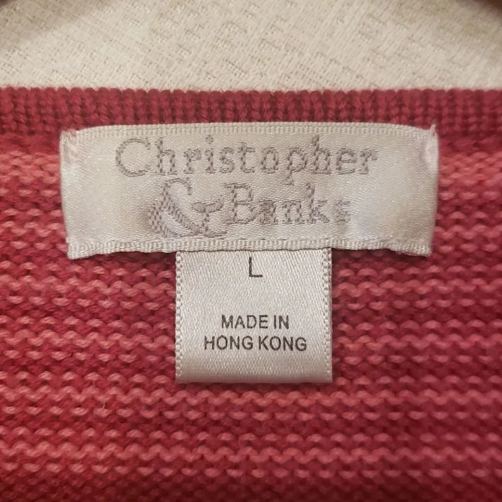 Cute Christopher & Banks Striped Zippered Cardigan Sz L